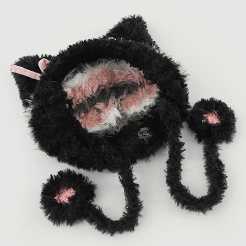 Couvre-tête de dessin animé poilu avec oreille pour sports de plein air Chapeau rayé avec oreille Couvre-chef surdimensionné Chapeau pour l'hiver