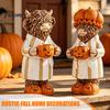Charming Fall Housewarming Presents Halloween Highland Cow Figurine, Resin Statue with Pumpkin Mug, Spooky Seasonal Tiered Tray Decor Farmhouse