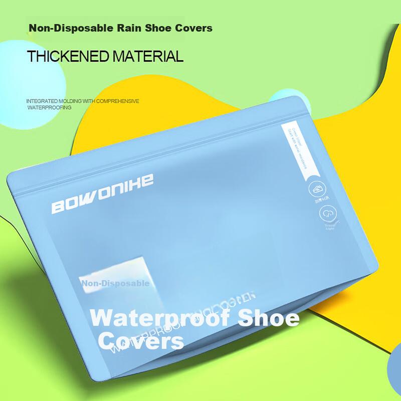 BWNK Waterproof Shoe Covers, Thick Rain Boots, Portable Non-Slip Wear-Resistant Rain Boots, White, XL Size