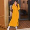 IHUASU Fashion Autumn Winter Long Sleeve Hooded Solid Color Print Casual Dresses
