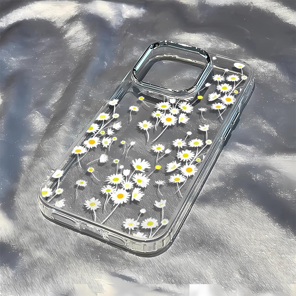 Full Screen Small Yellow Flowers Clear Phone Case For IPhone 17 Air 16 15 14 13 12 11 Pro Max XR X XS 7 8 Plus Silicone Cover