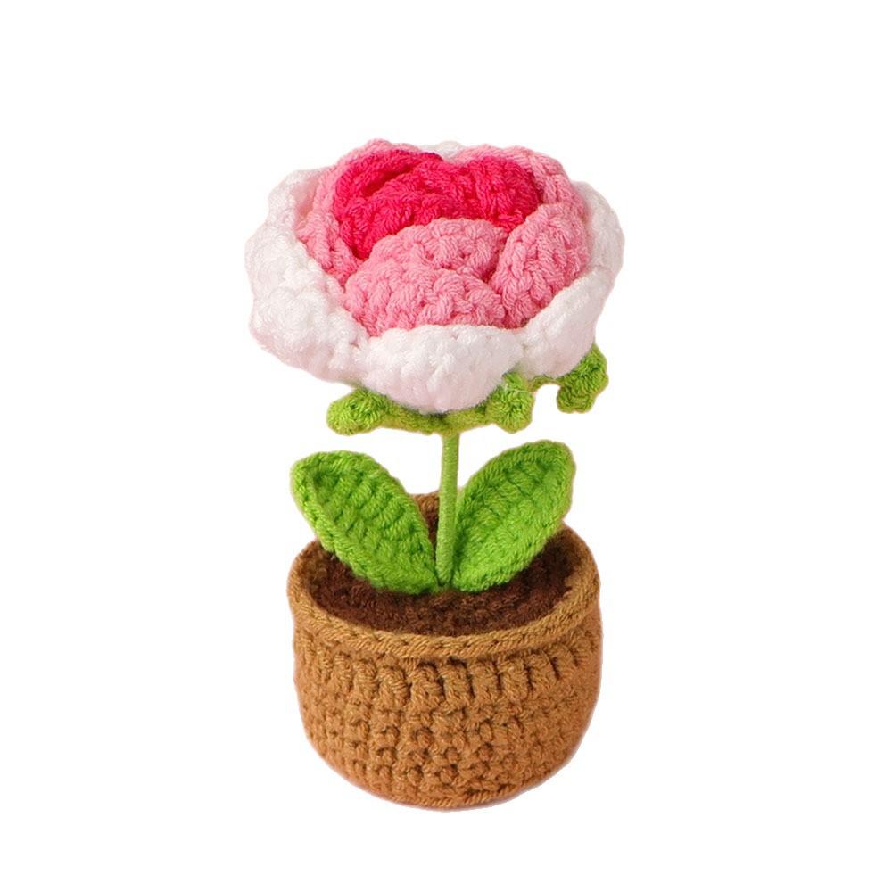 Crochet Sunflowers Potted Cute Knitting Flower Pot Flower Pot Handwoven Plant Car Table Bookshelf Home Decor Gift