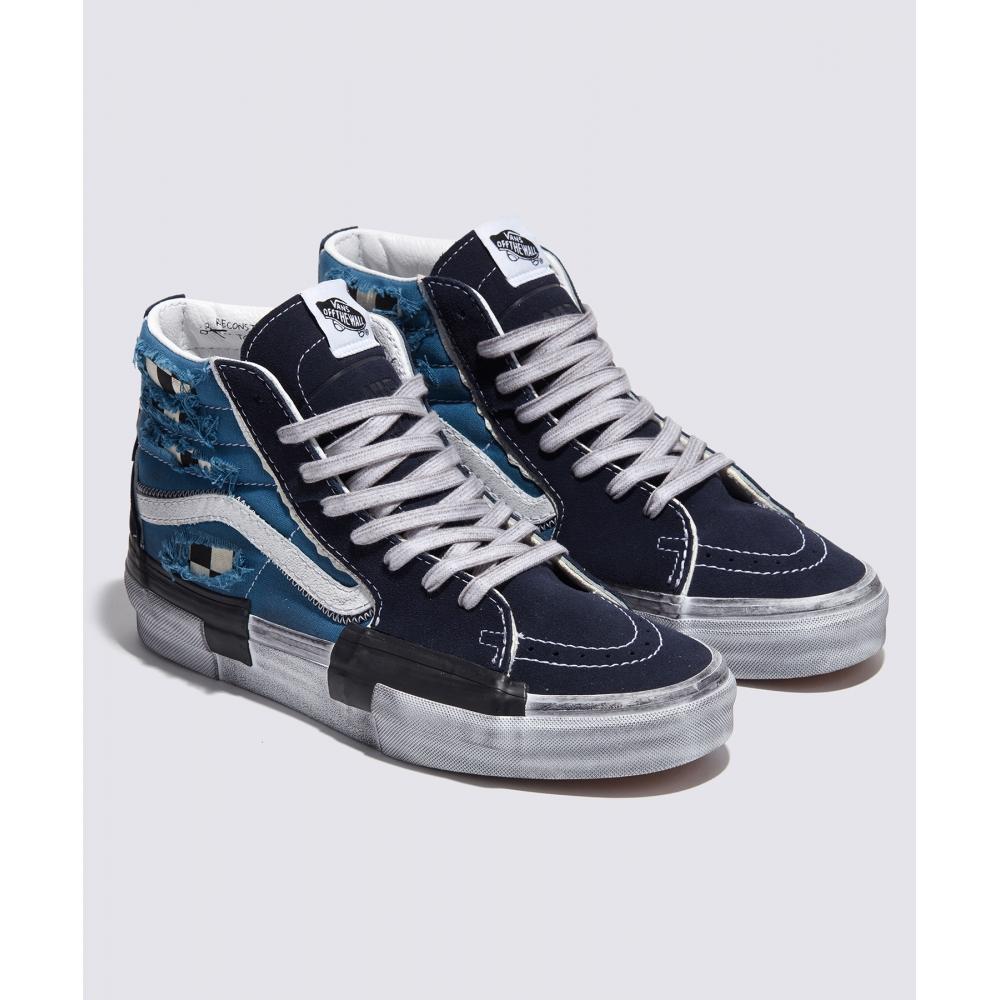 スニーカー ^VANS^ Skate High Reconstruct Stressed Check Navy VN0005UKNG Vans Skate High Reconstructed Stressed Check Navy