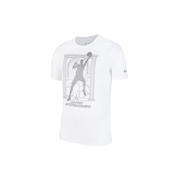 Nike MVP Series Milwaukee Bucks Basketball Sports Printing Round Neck Short Sleeve White Men s CT4015-100 XXL