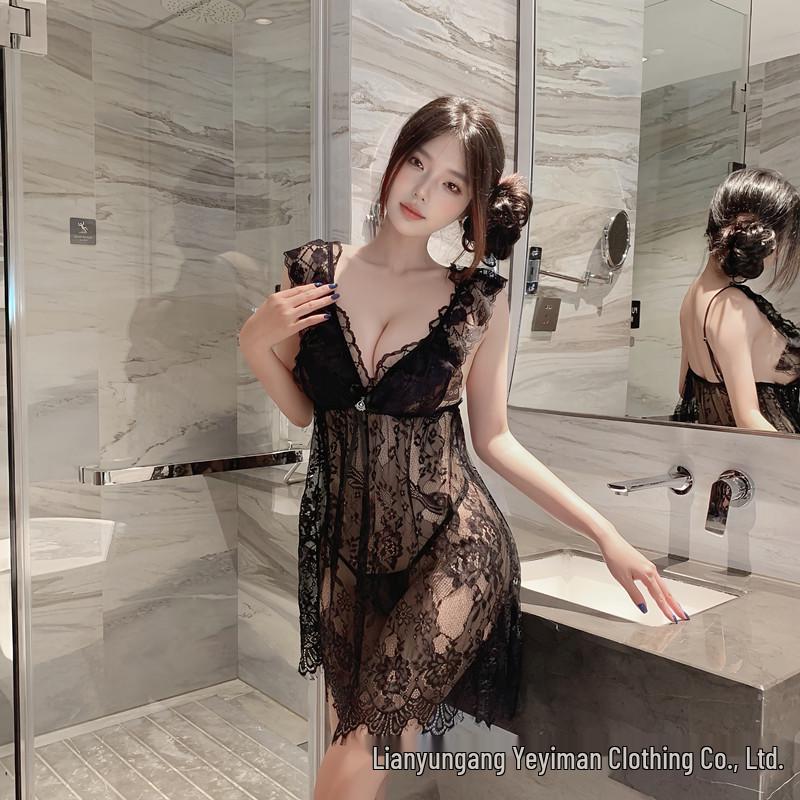 Sheer European & American Lace Temptation Pajama Set