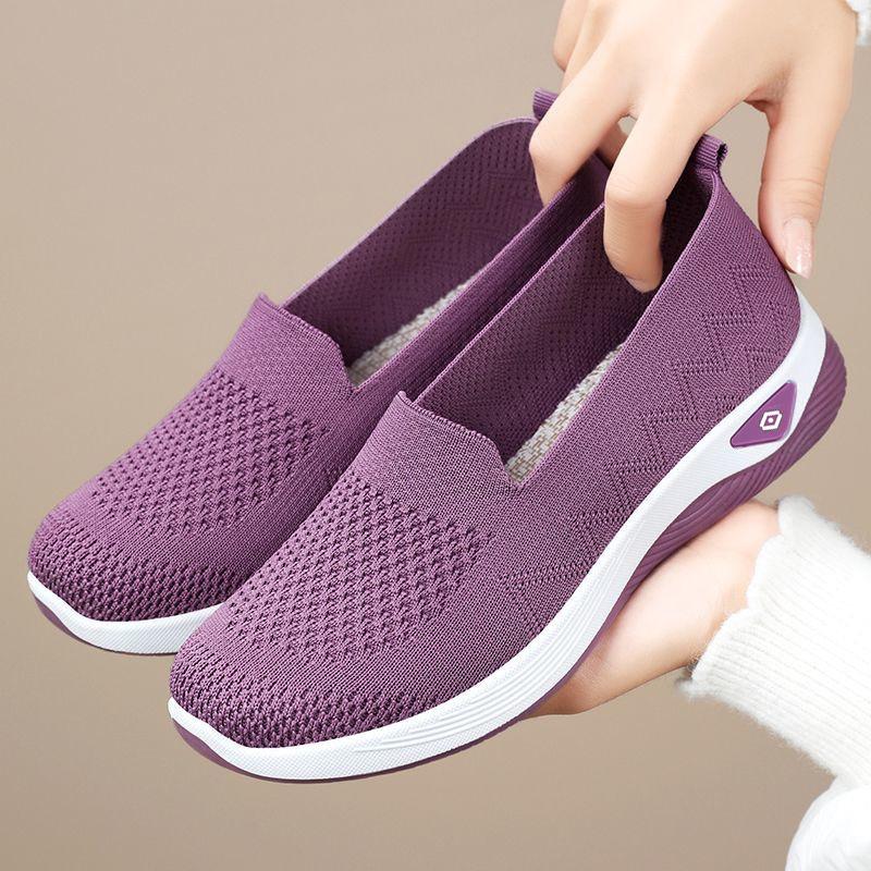 Shoes Women's New Lightweight Casual Shoes Fly-woven Breathable Women's Shoes One-pedal Comfortable Mesh Shoes Old Beijing Cloth Shoes Women