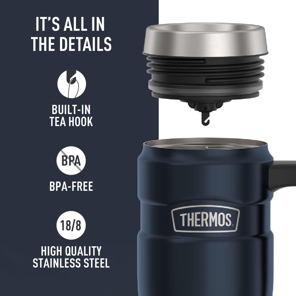 THERMOS Stainless King Vacuum Insulated Travel Mug, 16 oz, Matte Blue
