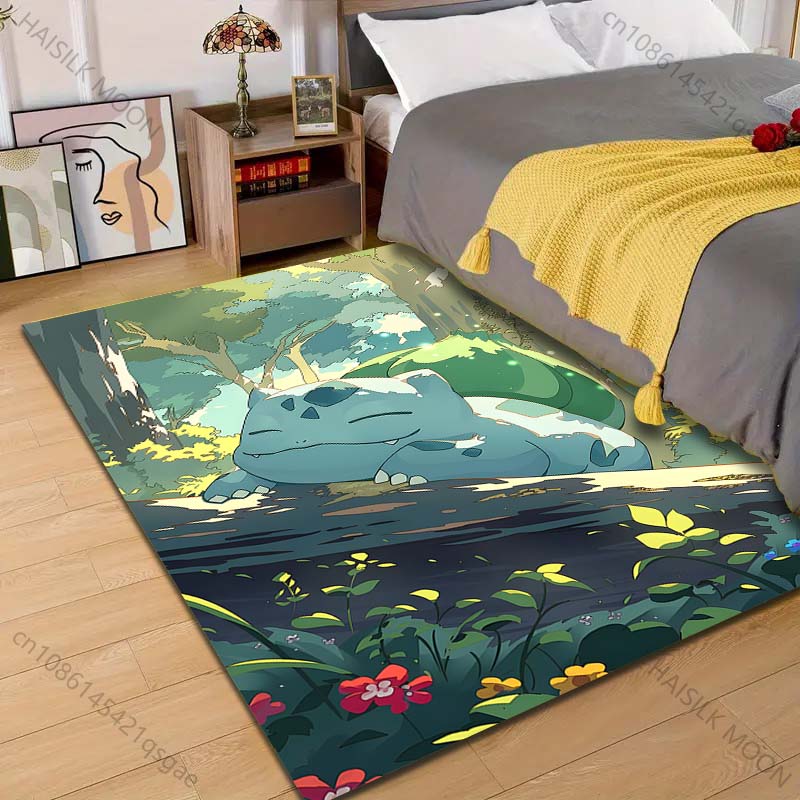 

1PC P-Pokemon Bulbasaur Pattern Carpet for Living Room Bedroom Bedside Floor Mat Area Rug Home Large Area Decor Gift for Friends 40cm x 60cm