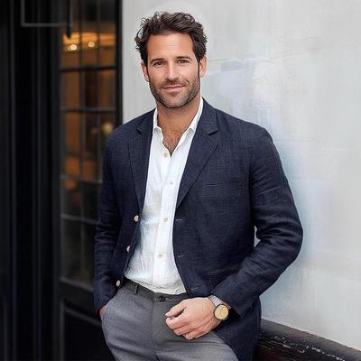 Chaqueta de Traje Casual de Algodón Lino para Hombre Europeo 2025 - Primavera/Otoño Color Sólido