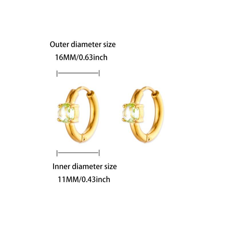 Hot Sale Fashion December Colored Birthstone Earrings Ladies Gold Stainless Steel Premium Earrings Temperament