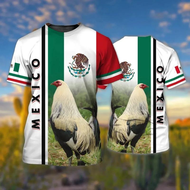 3D Print Mexico Flag Sports Breathable Men T-Shirt Football Uniform Team Club Parent-Child Clothing Short Sleeve Top