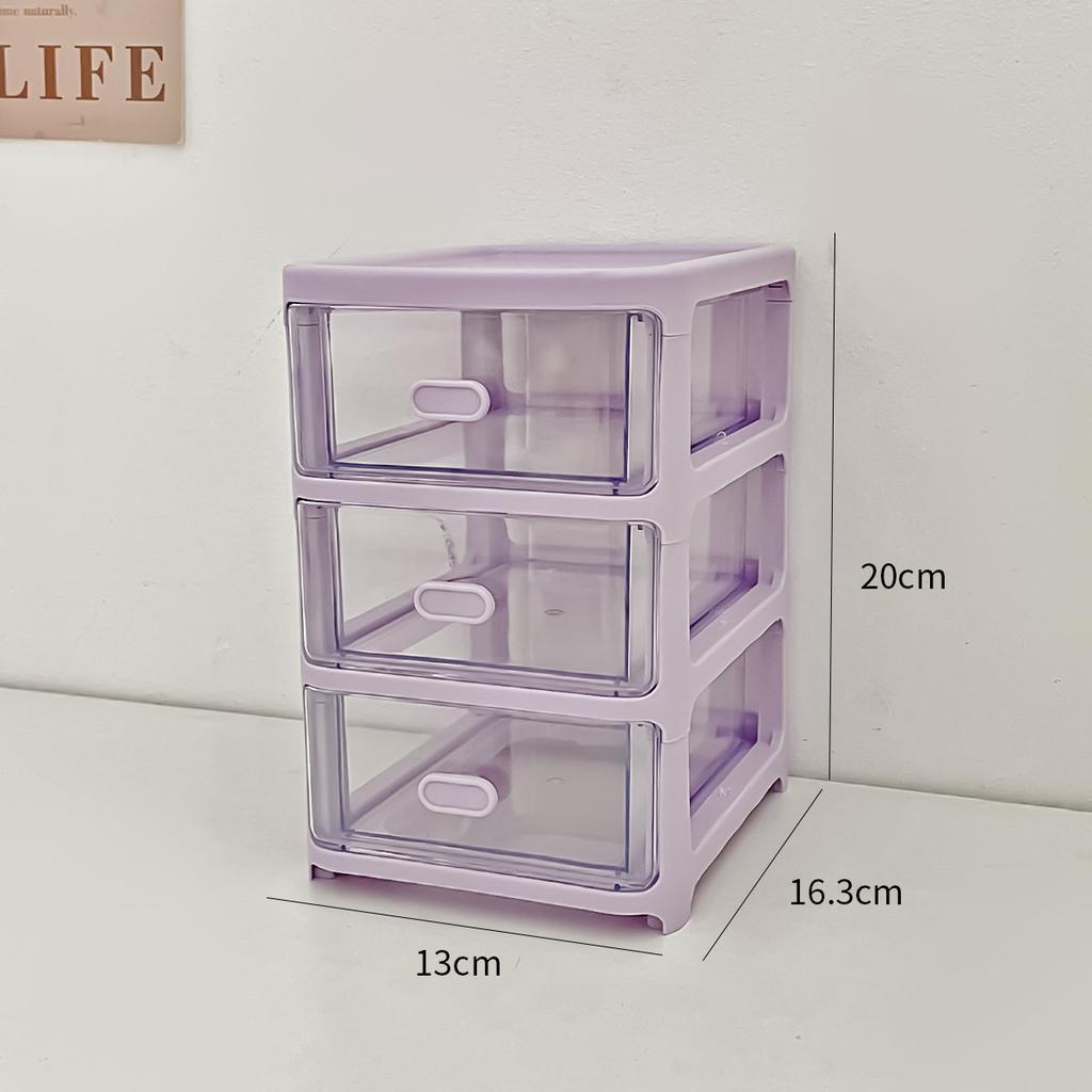 Purple Desktop Storage Box Organizer with Drawers Clear Plastic Office School Stationery Makeup Cosmetic Jewelry Storage Boxes