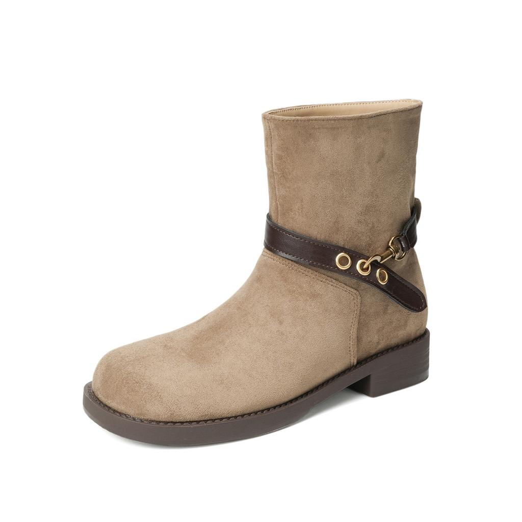 Women Western Cowboy Ankle Boots,Chunky Chunky Heel Sole Combat Boots,Motorcycle Style Platform Booties, Fall Winter Vintage