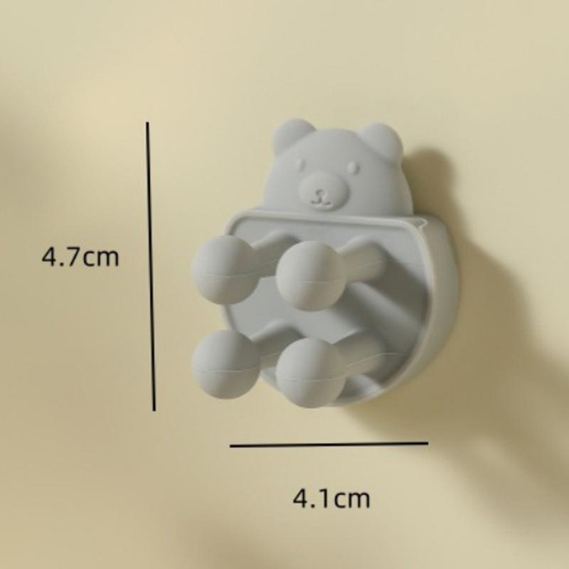 

Милый самоклеящийся держатель для зубной щетки, настенная полка для хранения, держатель для бритвы, силиконовый крючок для полотенца для душа в форме плюшевого мишки серый