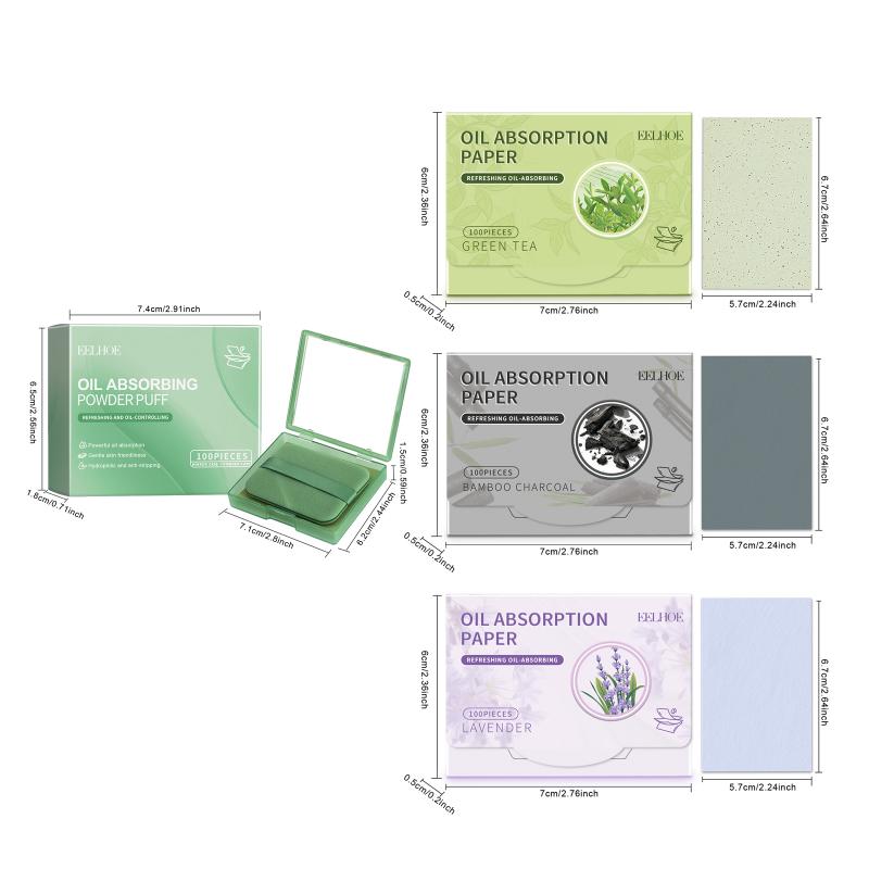 Face Oil Absorbing Paper with Convenient Puff Mirror for Fast Oil Removal Natural Skin Care Routine Office or Outdoors