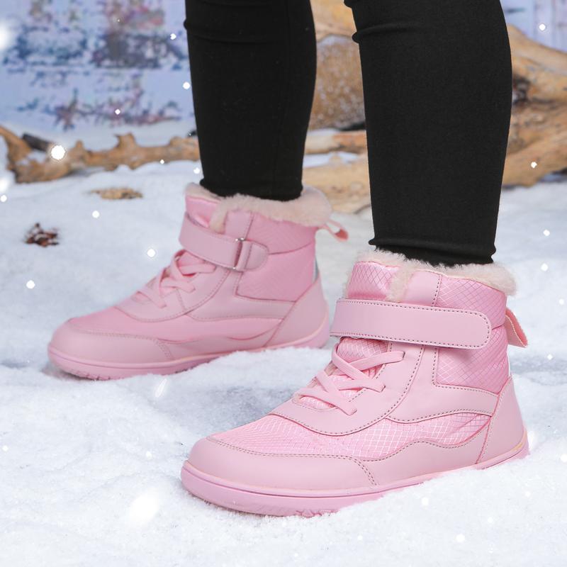 High-top Kids Cotton Shoes Plush Warm Snow Boots Boys Girls Winter Outdoor Hiking Sneakers Waterproof Non-slip
