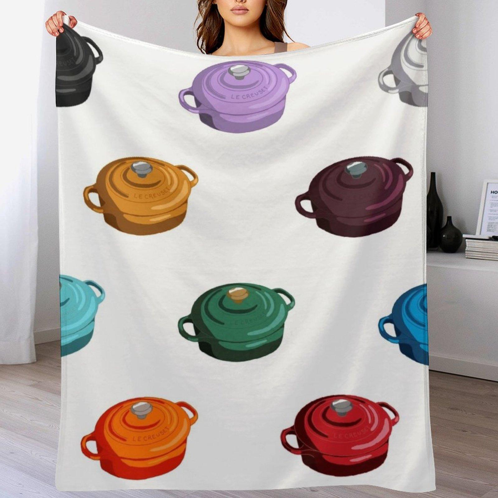 

le creuset mini sticker pack Throw Blanket Warm Flannel Blanket for Couch Chair Bedroom 102x76cm(40x30in)