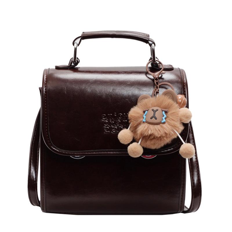 Vintage Maillard High Quality Oil Wax Leather Portable Small Square Bag Ladies Commuter Niche College Style Backpack