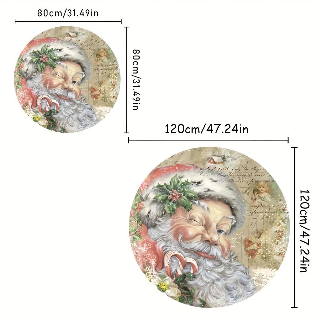 Christmas Santa Claus Pattern Round Shape Floor Mats Kitchen Hallway Runner Rug Bedroom Living Room Soft Carpet Non-slip Area Rug