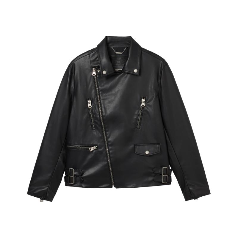 Levis Faux Leather Lapel Loose Jacket Women jackets 002XL-0000