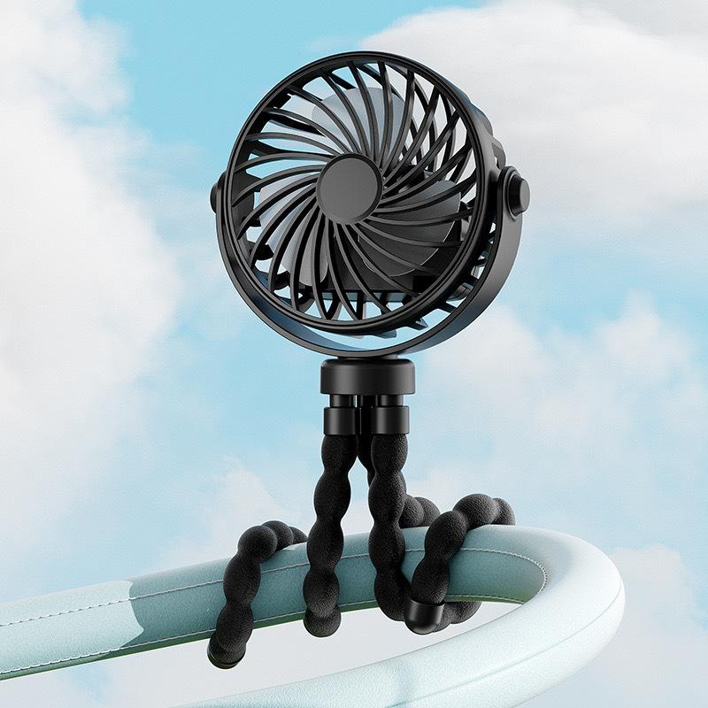 Cross-border New Octopus-Style Mini Fan Handheld Portable Desktop Electric Fan Compact Foldable Stroller Fan USB Rechargeable