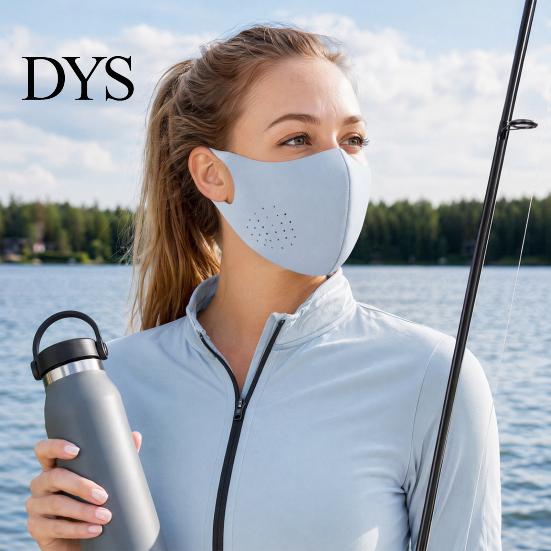 Comfortable Summer Face Guard Soft Ice Silk Guard, Half Sun Protection Neck Cover, Breathable Holes And Clavicle Shield with Elastic Ear Loop