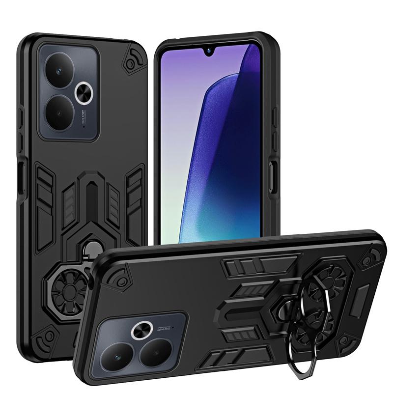 

Military Armor Case For OPPO Realme 14T 5G Protective Cover 360° Ring Magnetic Holder Shell Coque Fundas 2 IN 1 Back Cover For Realme 14T 5G чёрный