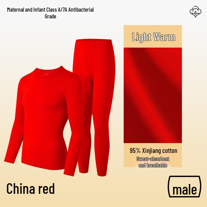 Class A Pure Cotton Thermal Underwear Set for Couples: Thin, Elastic, Warm Winter Wear for Men & Women