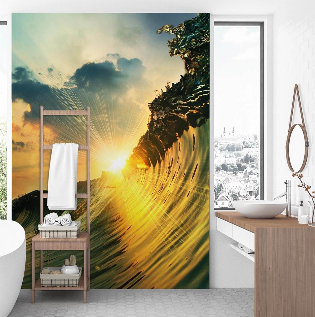 Wallpaper The sun through the waves