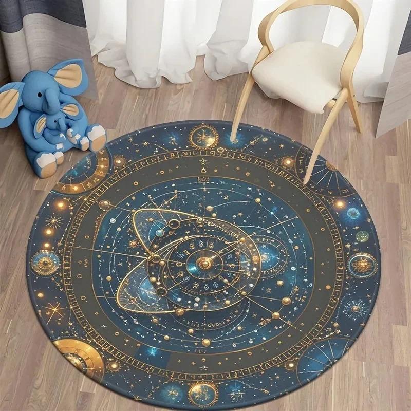 Galaxy Theme Round Carpet Exclusive for Cosmic Astronomy Enthusiasts, Soft Non-Slip Durable Floor Mat Decorative Carpet
