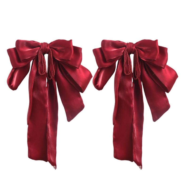 

2Pieces Elegant Large Bowknot Curtain Holdbacks Straps Window Drapery Tiebacks Clips Wedding Accessories Decoration 1