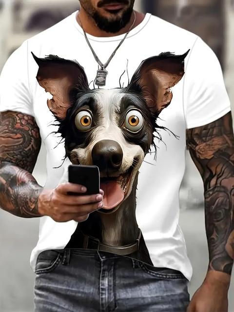 

Летняя футболка с короткими рукавами и животными для мужчин, повседневная футболка с 3d узором и принтом, модная уличная одежда больших размеров, мужская футболка, спортивная одежда 2XL