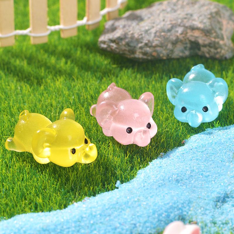 Cute Cartoon Figure Lying On The Ground, Glow-in-the-dark Little Elephant, Resin Handicraft Landscape Decoration Desktop Ornament