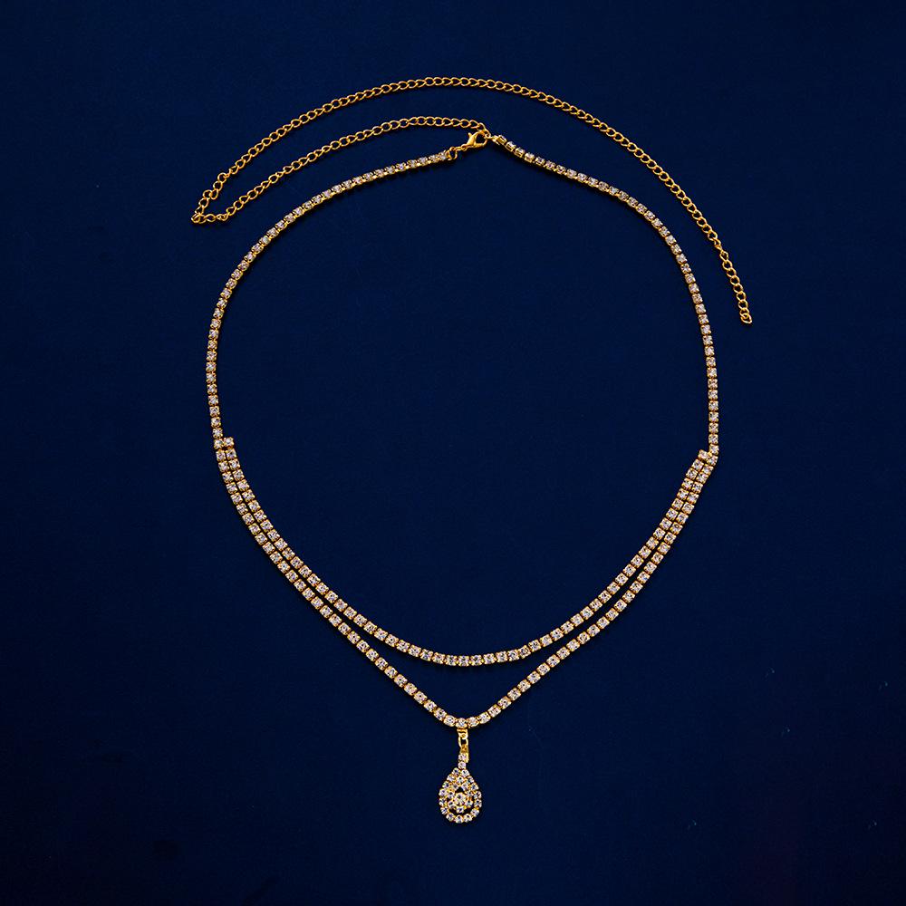 Rhinestone Water Drop Waist Chain with Claw Pendant