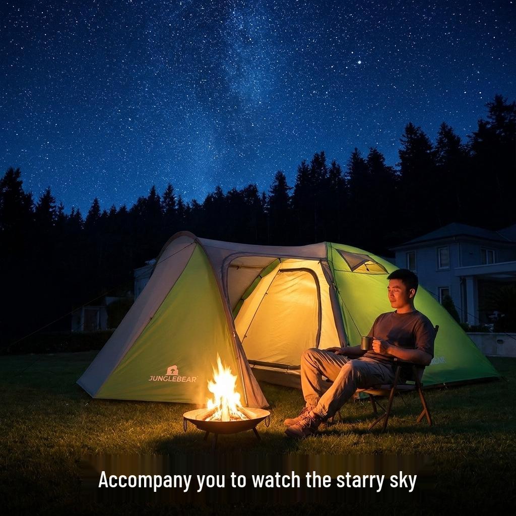 Lightweight Double Layer Waterproof 2-Person Camping Tent - Rain & Sunproof