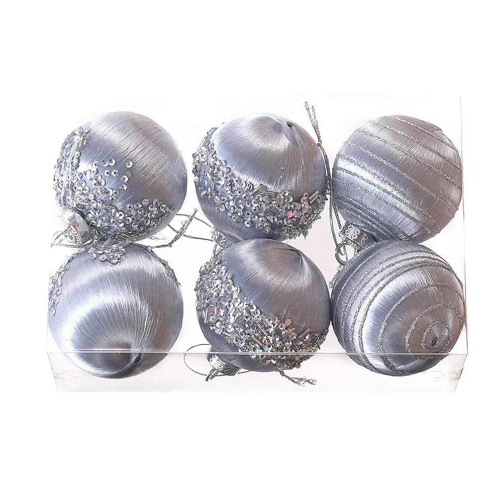 6PCS 6/8CM Silk Sequin Christmas Ball Christmas Ball Decoration Xmas Tree Pendent Ornaments For Wreaths Garlands Ball Paintings