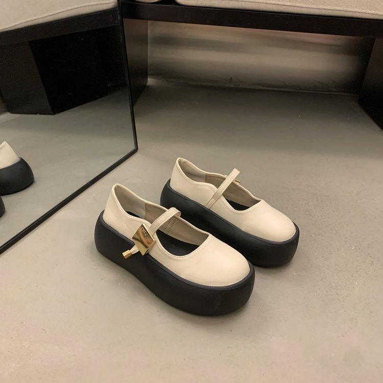 [Youshilai] Round Head Shallow Mouth Platform Loafers Women's Summer 2025 New Muffin Casual Versatile Single Shoes