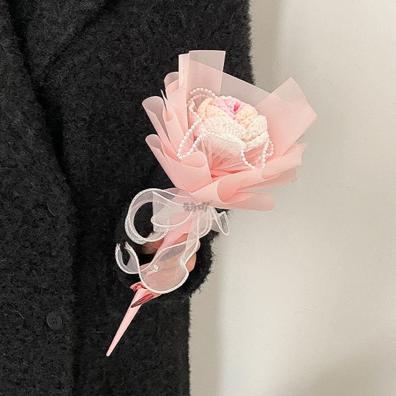 Creative Knitted Rose Fairy Stick Valentine's Day And Birthday Gift Sweet Lovely Crocheted Sunflower Magic Wand Small Bouquet