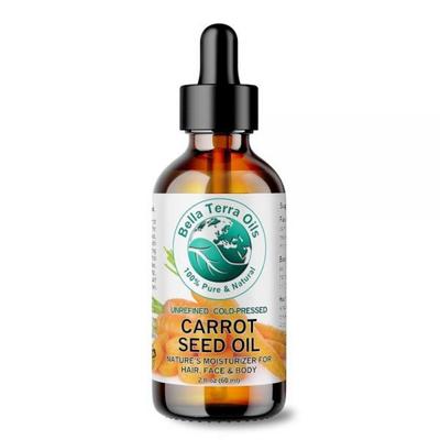 Bella Terra Oils - Organic Carrot Seed Oil 2 Oz (56.7 G) Cold-Pressed Elixir Rich In Vitamins A and E Beta-Carotene Ideal for Nourishing Skin Radiance