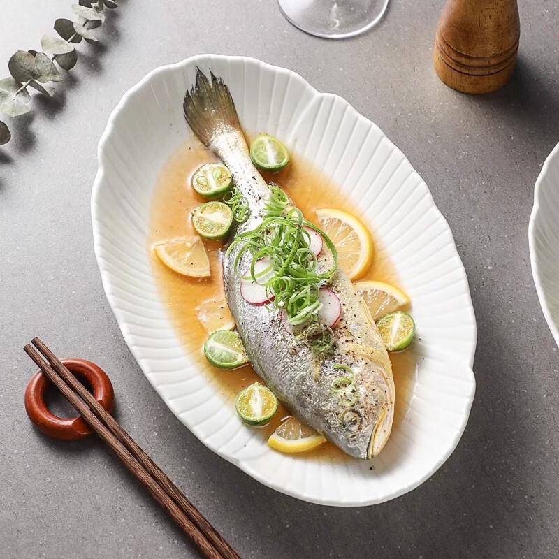 Elegant Pure White Ceramic Fish Platter