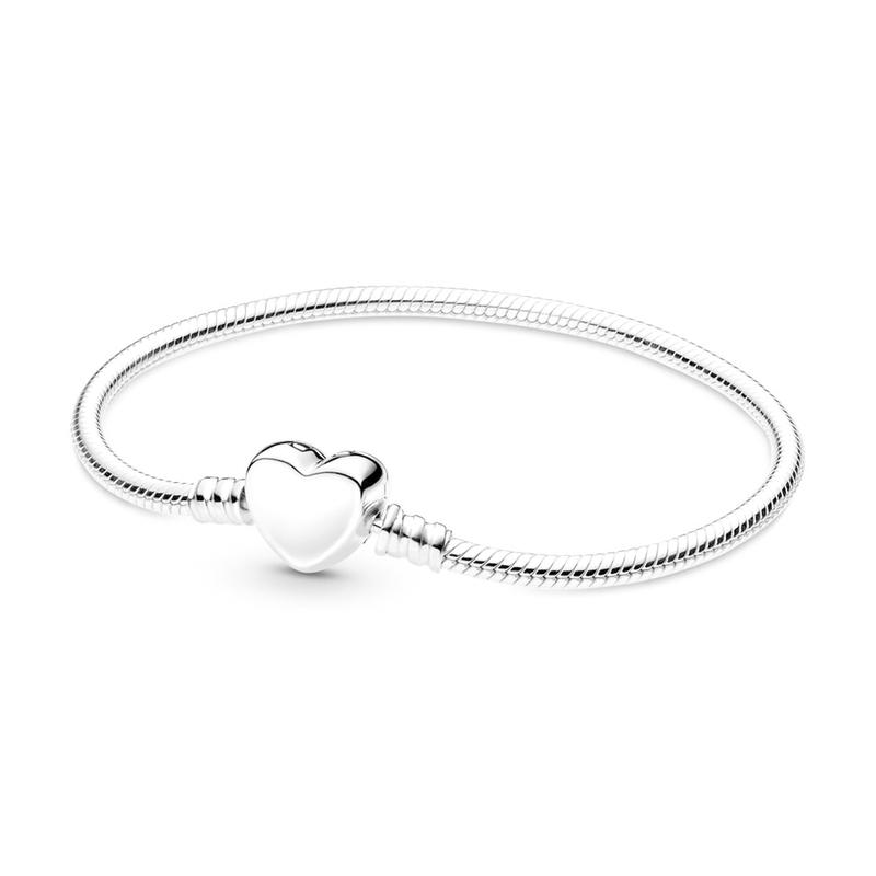 Pandora Moment heart-shaped chain buckle snake bone chain silver 925 silver bracelet women s style 599206C00