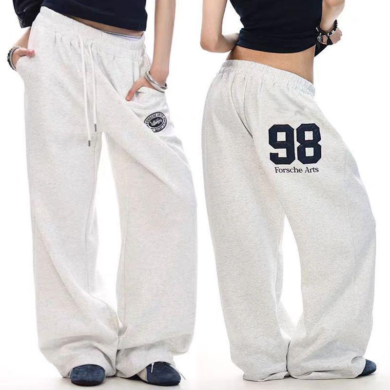 Girls' Retro Sport Patchwork Wide Leg Sweatpants