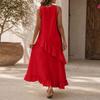 Damen Freizeitkleid mit unregelmäßigem Rüschensaum für den Urlaub - Ärmellos