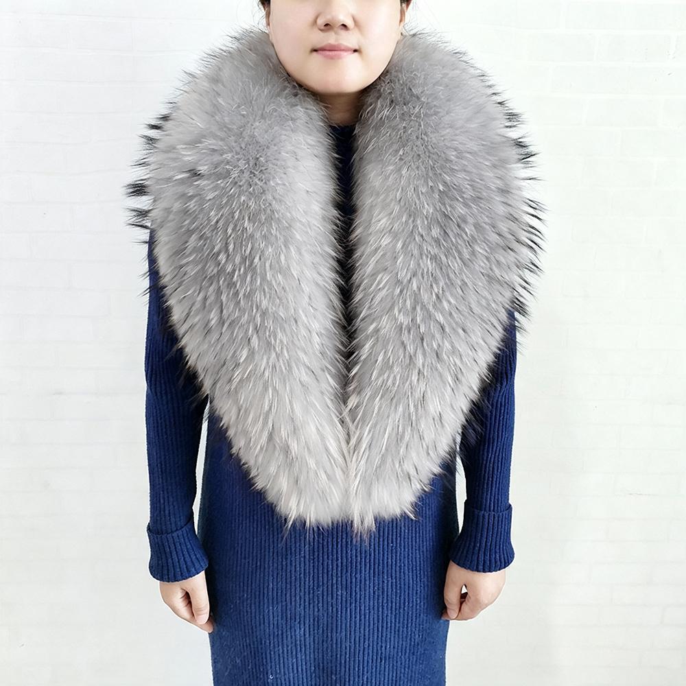 100% Real Raccoon Fur Collar Women