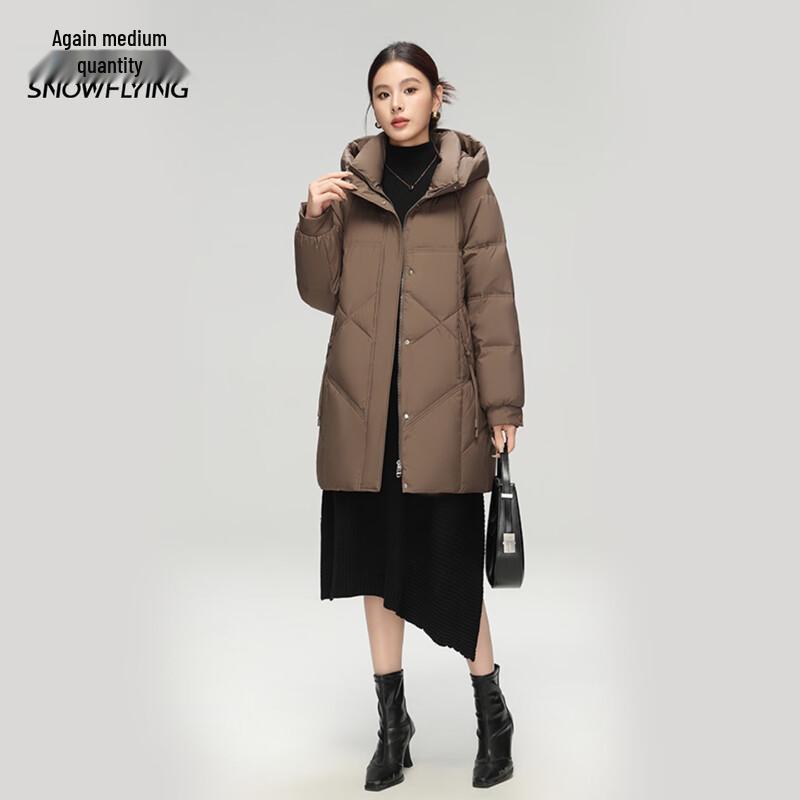 Xuezhongfei Women's Mid-Length Hooded Down Jacket
