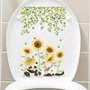 Toilet Sticker Creative Flower Pattern Toilet Lid Sticker Removable No Residue Wall Decals for Home Bathroom