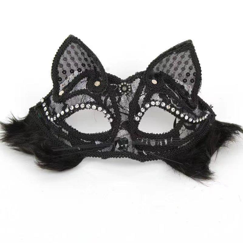 Christmas Costume Party with Adult-themed Sexy Mask Cat Ears Animal Girl Pure Erotic Half-face Mask Props