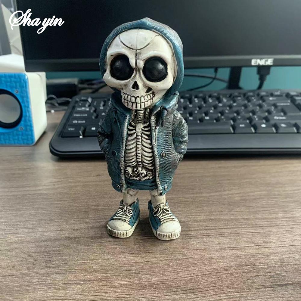 Halloween Skeleton Doll Resin Ornament Alien Hoodie Ghost Festival Party Desktop Courtyard Decorationv