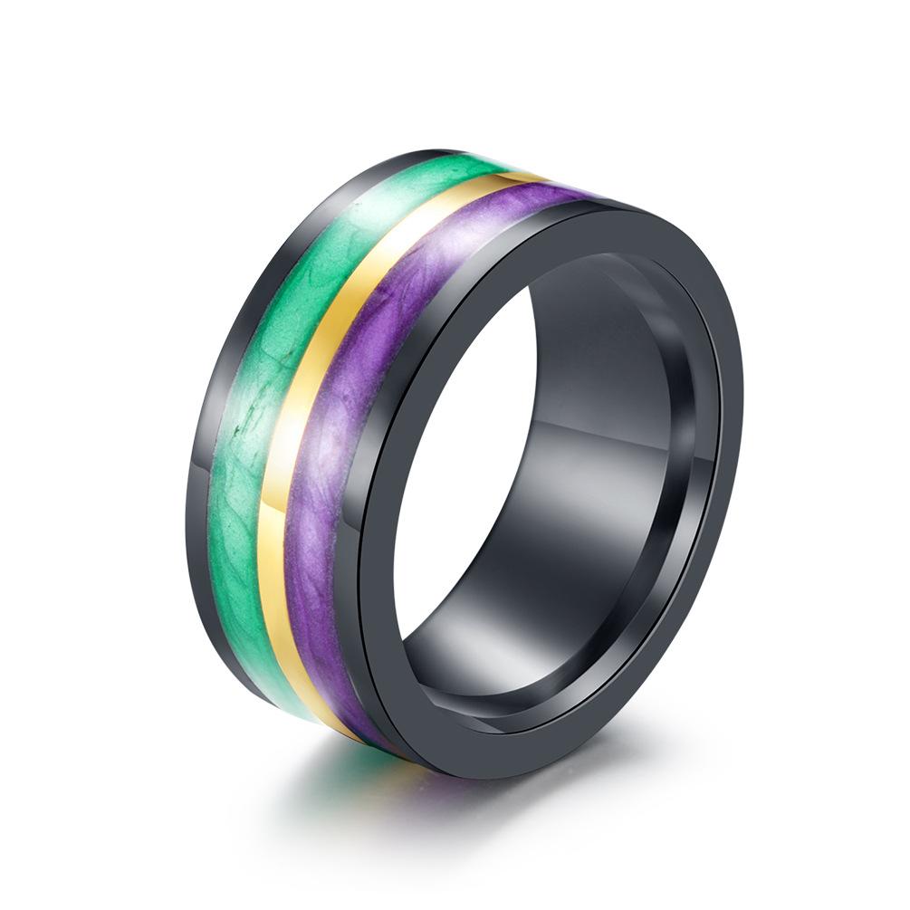 New Silk Enamel Two-color Ring, Titanium Steel Ring Jewelry 7#