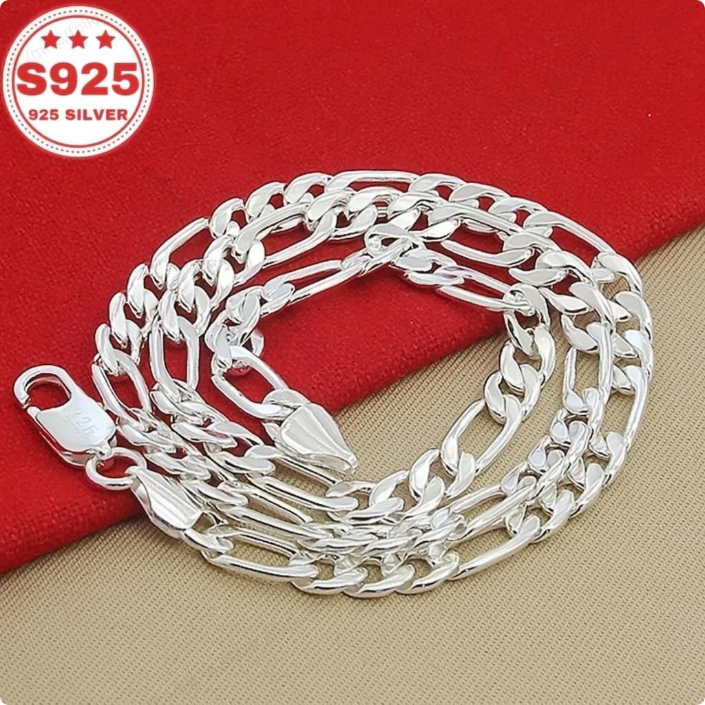 925 Silver 6mm Flat Necklace, Fashion Jewelry for Men and Women, Wedding Accessories, Gifts